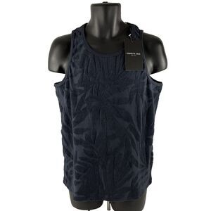 New Mens Kenneth Cole New York Terry Cloth Tank Top Sz S NWT Navy Blue